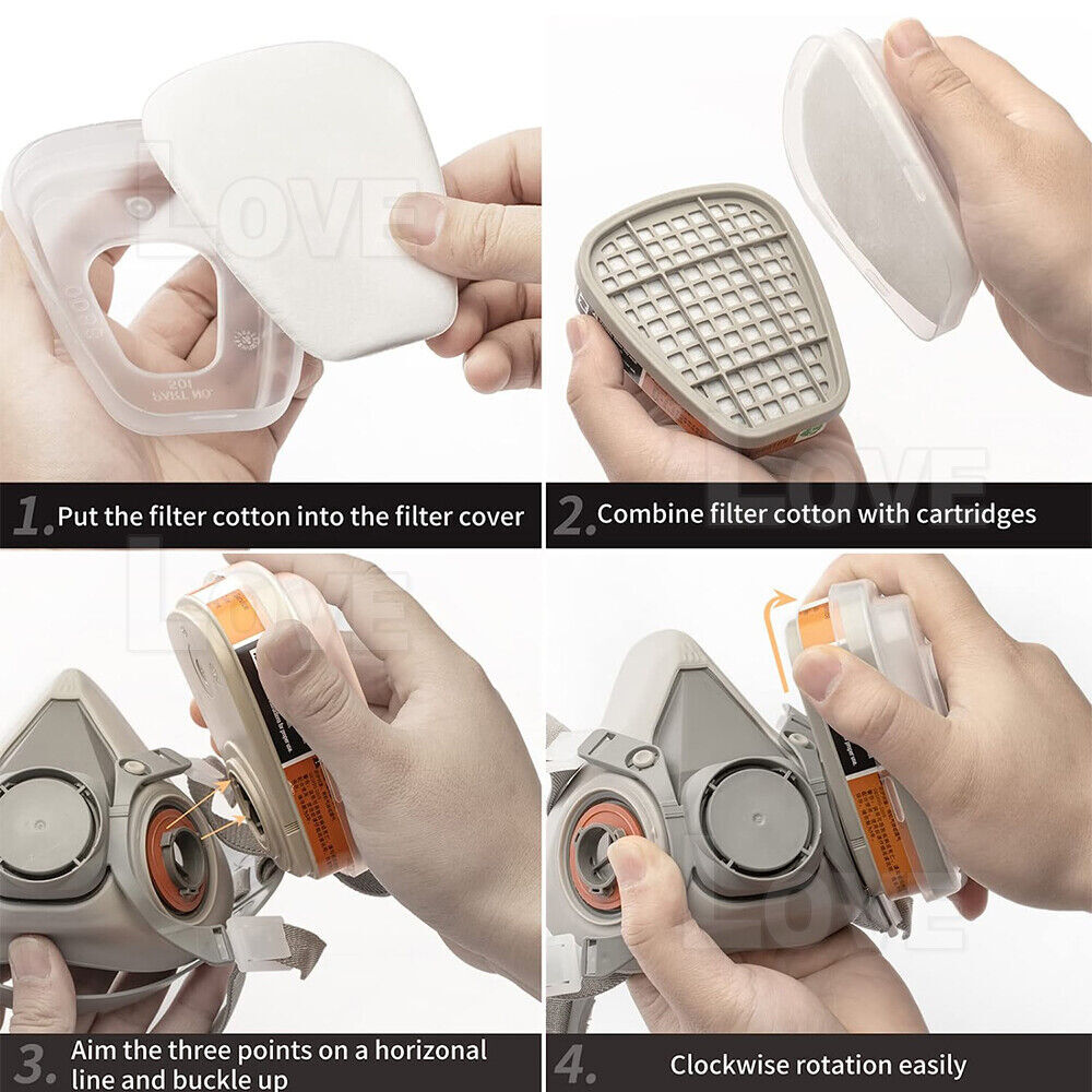 7 IN 1 Gas Mask Full Face Respirator Paint Spray Chemical Facepiece Safety NEW