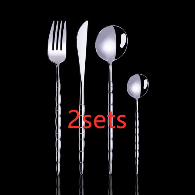 Stainless steel cutlery western tableware steak cutlery spoon 4Piece Set Silver - Shop at LoveMi
