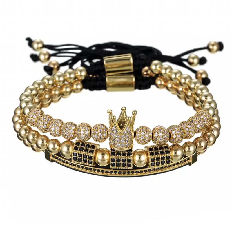 Polygonal Diamond Ball Curved Rubber Strip Braided Bracelet