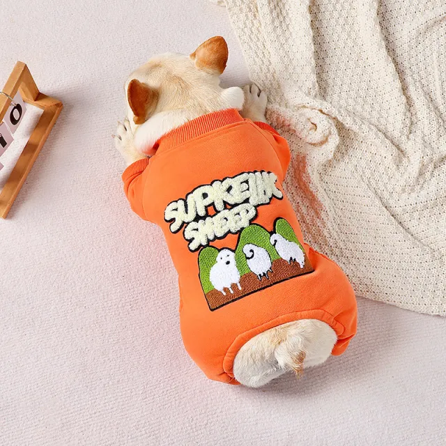 Pet Dog Winter Padded Thickened Four legged Clothes Orange - Shop at LoveMi