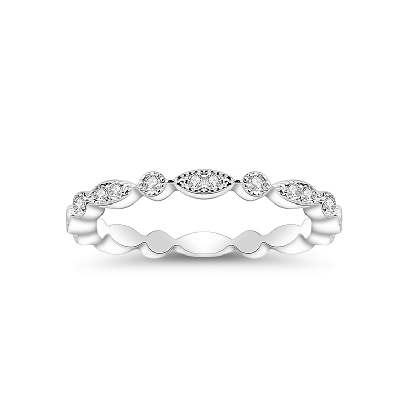 S925 Sterling Silver White Gold Plated Full Row Moissanite Ring