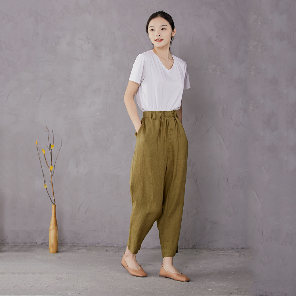 Title 5, Loose Straight Turnip Pants Show Thin Women