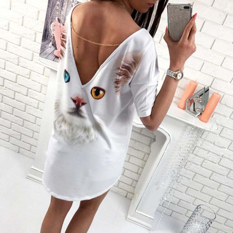 Butterfly print sexy deep V long dress