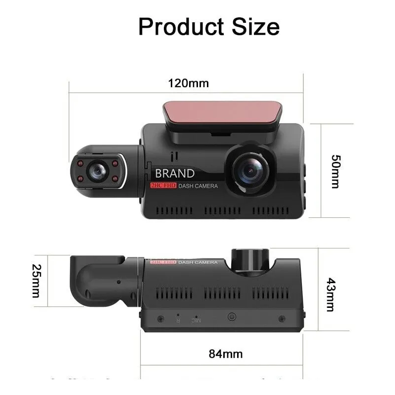 1080P Dual Lens Car DVR Dash Cam Video Recorder G-Sensor Front And Inside Camera - Image 4