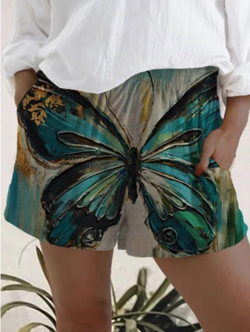 Printed Elastic High Waist Shorts Women - Shop at LoveMi