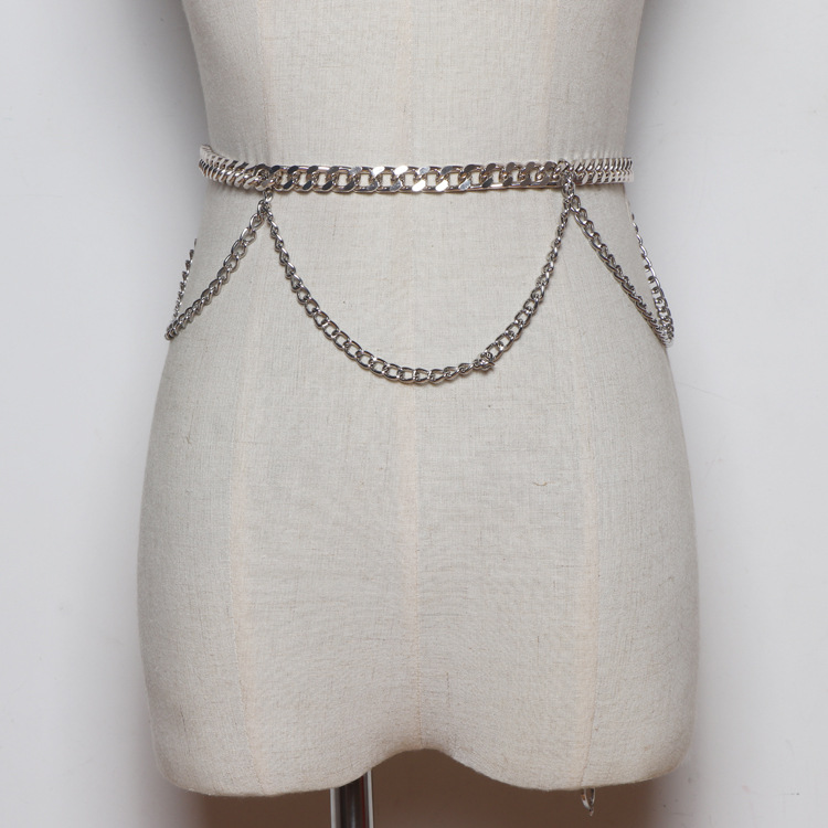 Simple And Versatile Decoration Small Leather Belt Fashion Belt Thin Metal Waist Chain