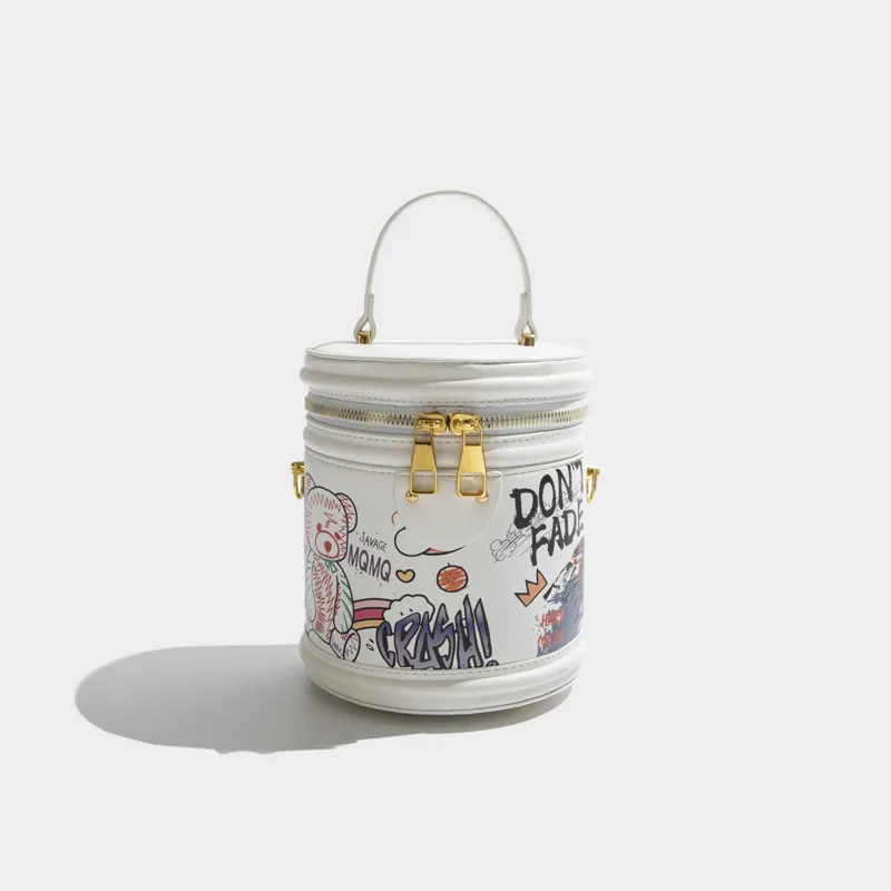 Women's Summer New Niche Graffiti Messenger Bag - White