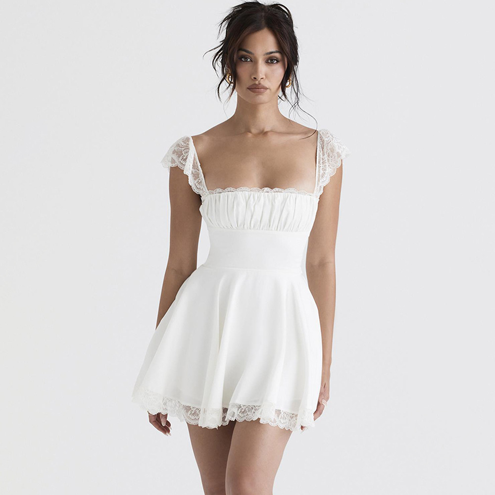 Women's Fashion Simple Square Neck Slim Halter Dress