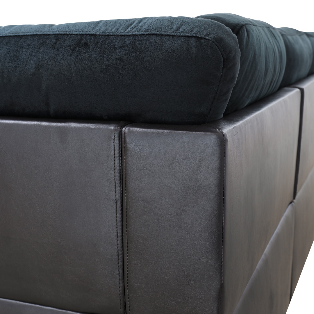 Pickup Only--Dark Blue And Brown Color Lint And PVC 3-Piece Couch Living Room Sofa Set