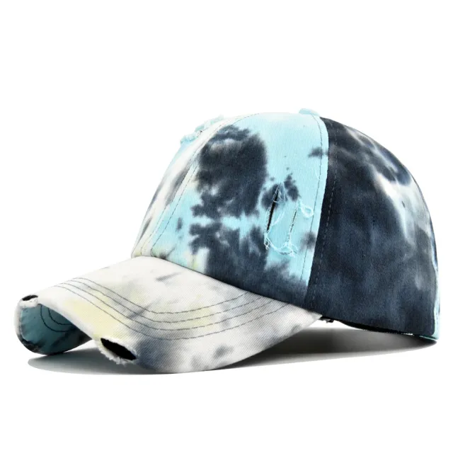 Women's Fashionable Broken Hole Graffiti Cap Black - Shop at LoveMi