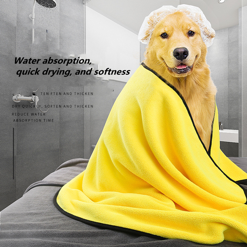 Dog towels for drying dogs, drying towel, dog bath towel, quick-drying pet dog and cat towels, soft fiber towels robe super absorbent quick drying soft microfiber pet towel for dogs, cats yellow