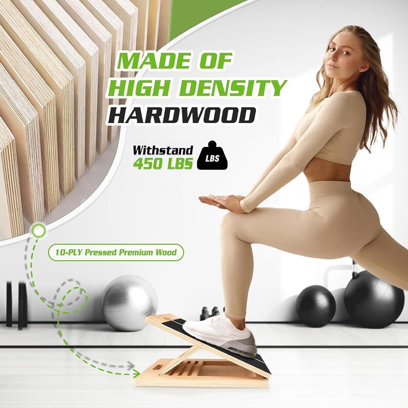 Wooden Slant Board Calf Stretcher Folded For Yoga Workout Incline