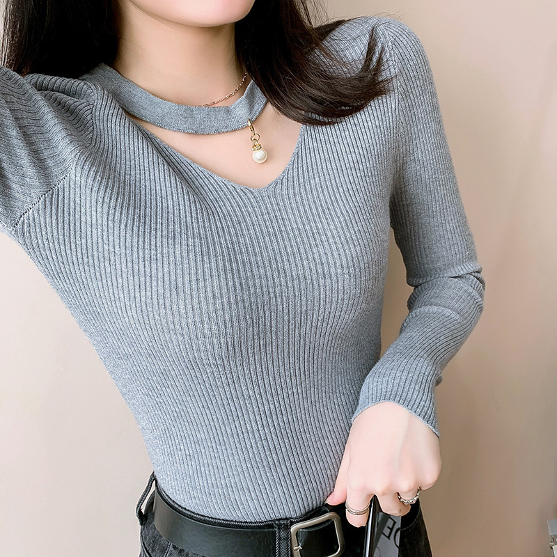 Title 5, Slim Slimming V-neck Halterneck Sweater Sweater...