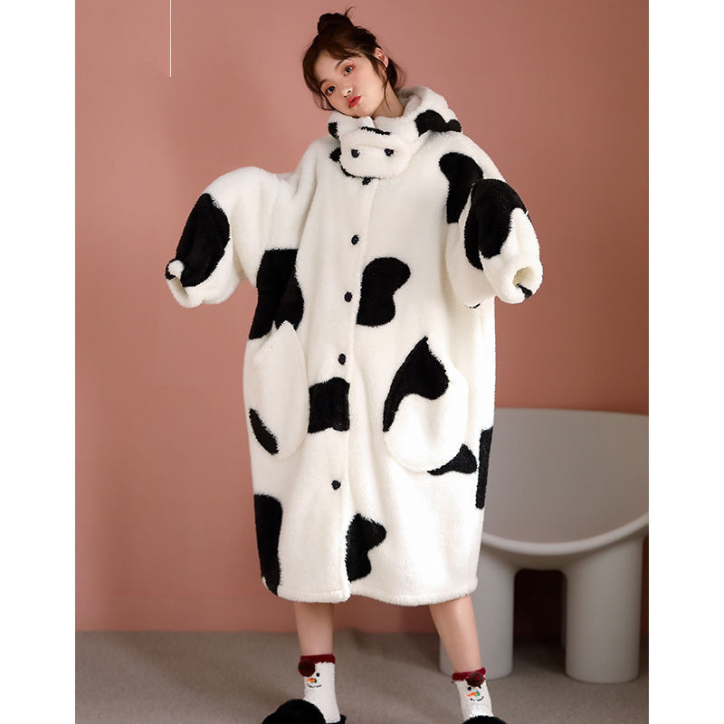 Title 6, Cute Cow Pajamas Women Autumn And Winter Coral ...