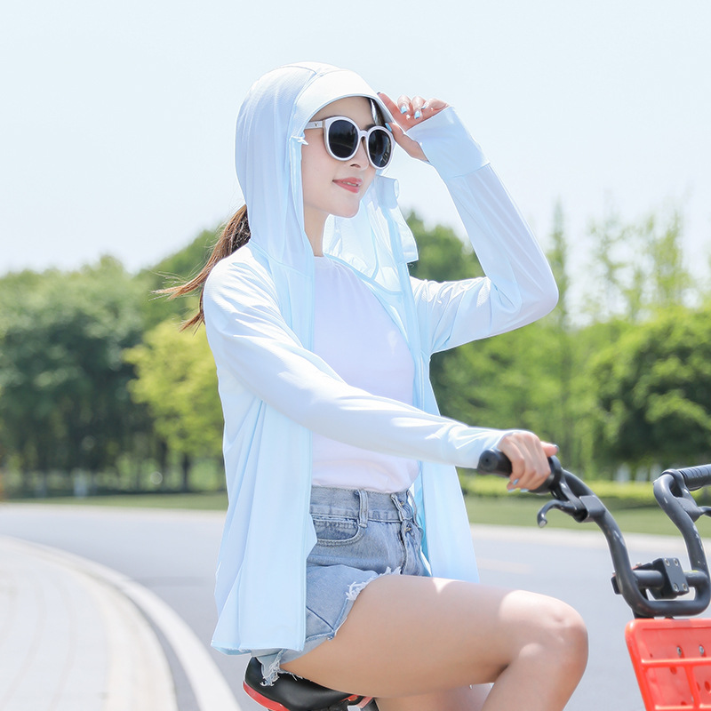 Anti-ultraviolet Ice Silk Breathable Thin Hooded Short Coat