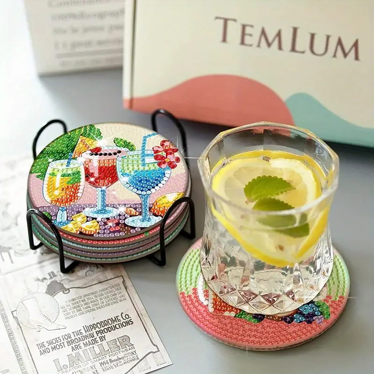 Diamond Art Drawing Coaster With Bracket, DIY Fruit Pattern Diamond Art Coaster, Suitable For Adults And Beginners Diamond Drawing Kit, Diamond Kit Craft Supplies, Exquisite Gifts For Friends