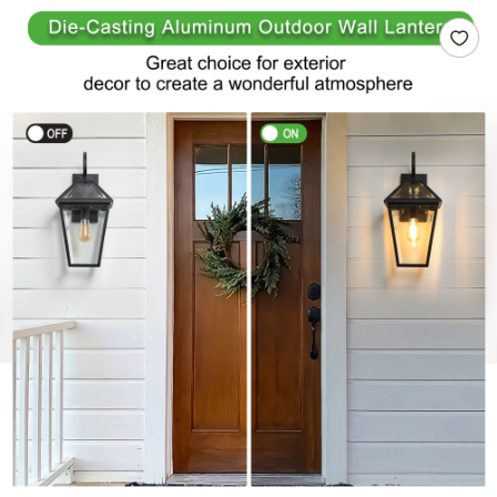 21inch 1 Pack Outdoor Wall Lantern Light  Modern Black Metal & Clear Glass Sconce For Porch, Patio, And Garden Lighting Bulb Not Included