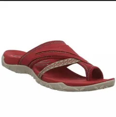 Summer Leisure Fish Mouth Slope With Cross Straps - Red - View 1