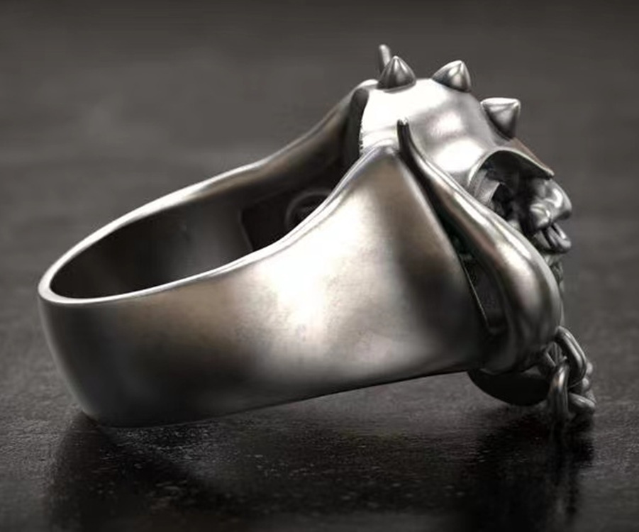 Punk Style And Locomotive Black Exaggerated Skull Ring