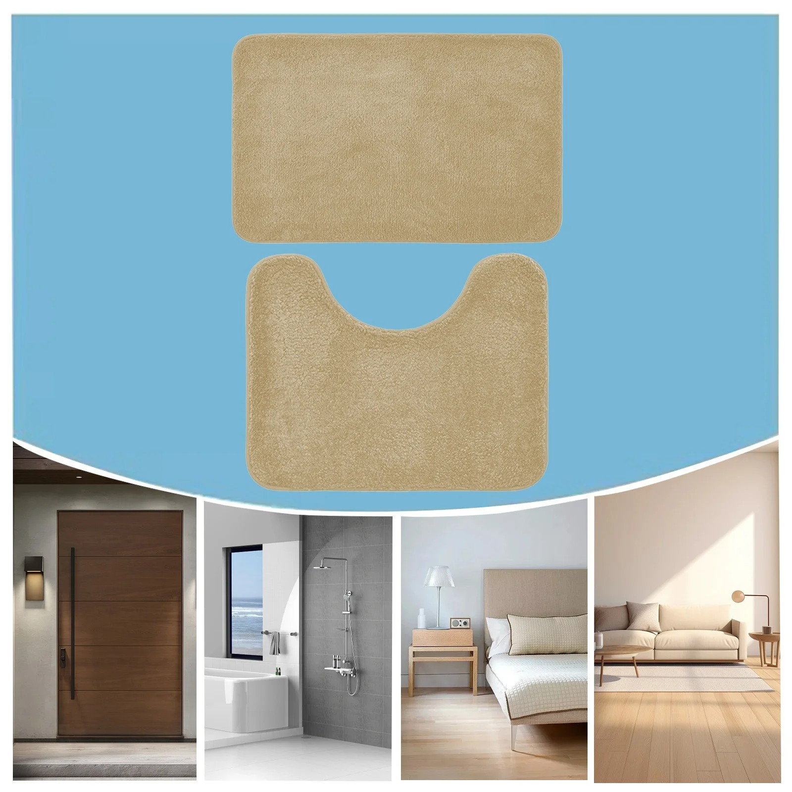 Two-piece Solid Color Bathroom Mat Set With Non-slip Backing - Ultra-absorbent Surface For Bathroom And Powder Room - Comfortable, Machine-washable Mat 3