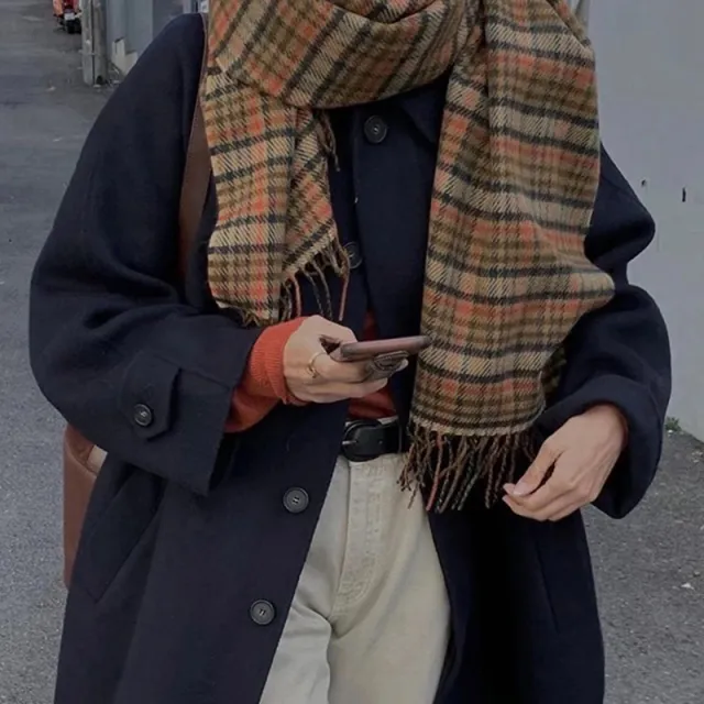 Colorblock Plaid Scarf Autumn And Winter Women Photo Color - Shop at LoveMi