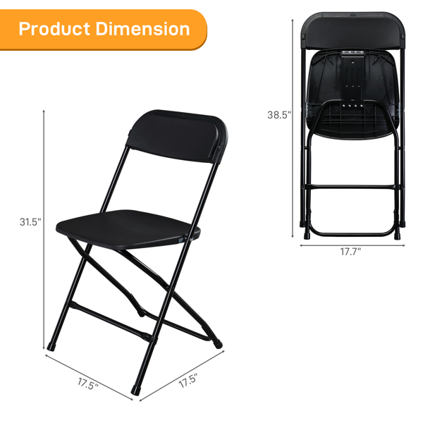 6pcs Injection Molding Classic Garden Plastic Folding Chair Black 10