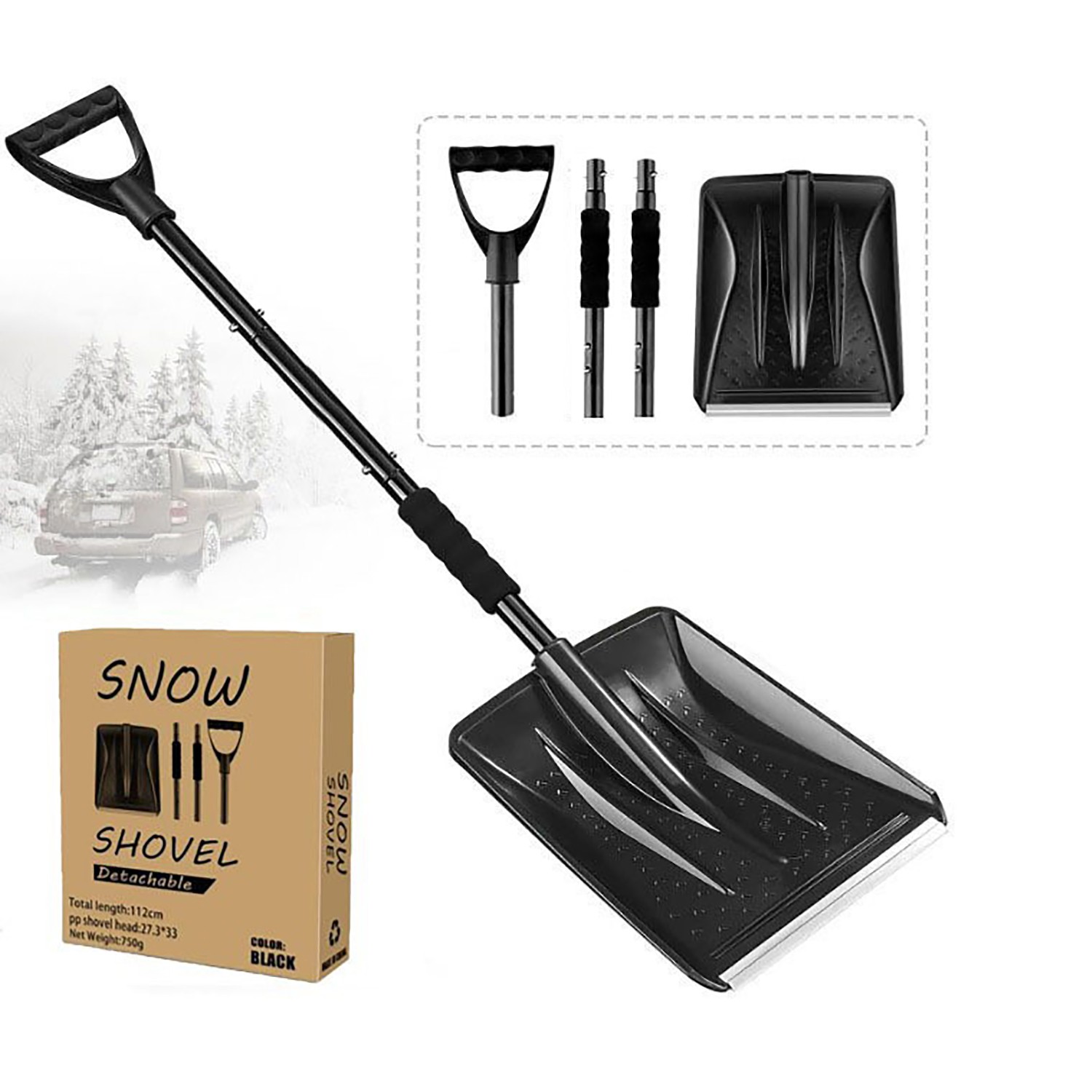 Portable Telescope Snow Shovel With Non-Slip, Removable Handle & Thickened Blade — image 9