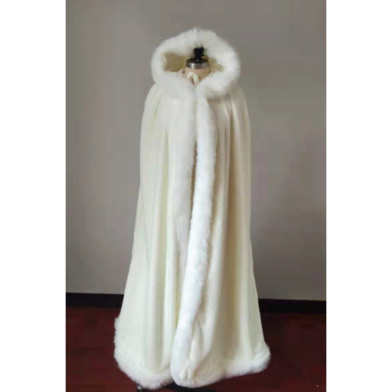 Faux Fur Ladies Winter Warmth And Thick Bridal Cloak