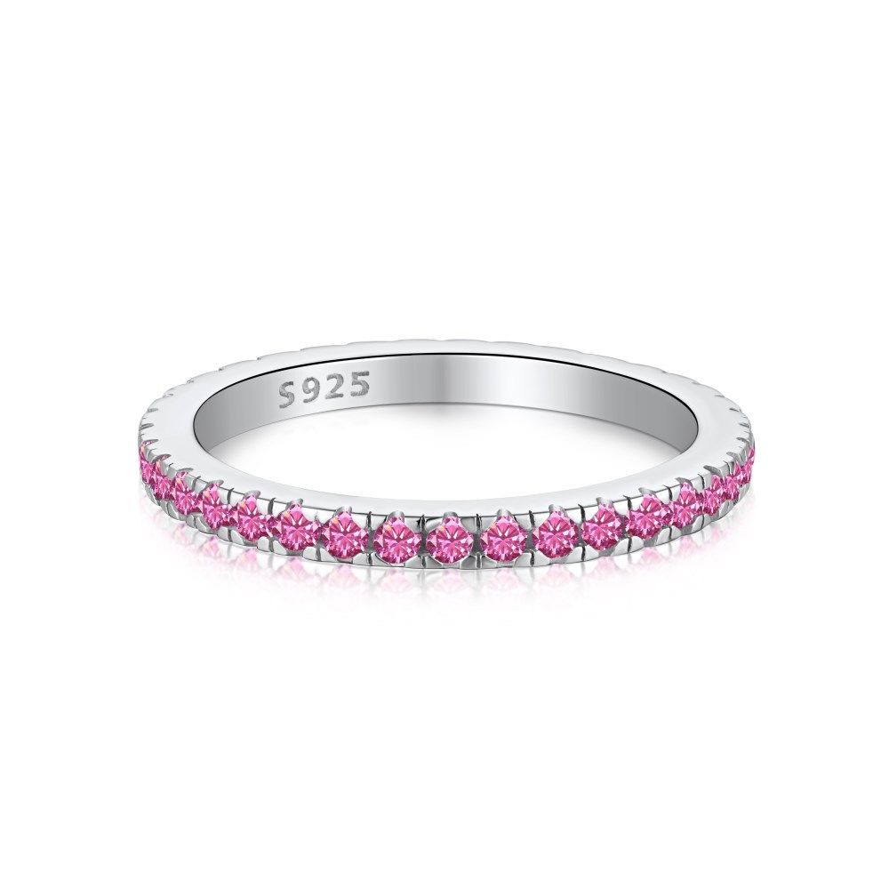 Women's Gypsophila Colored Zircon Single Row Sterling Silver Ring