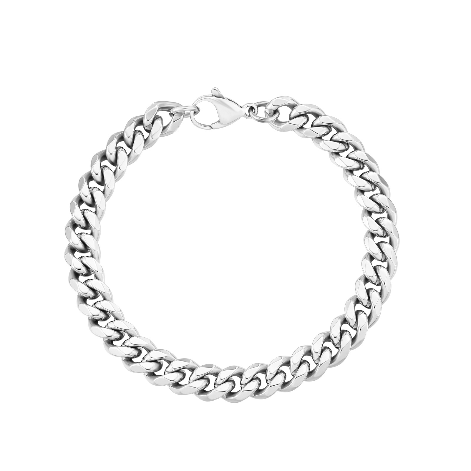 New Titanium Steel 10mm Six Sided Grinding Cuban Bracelet Male