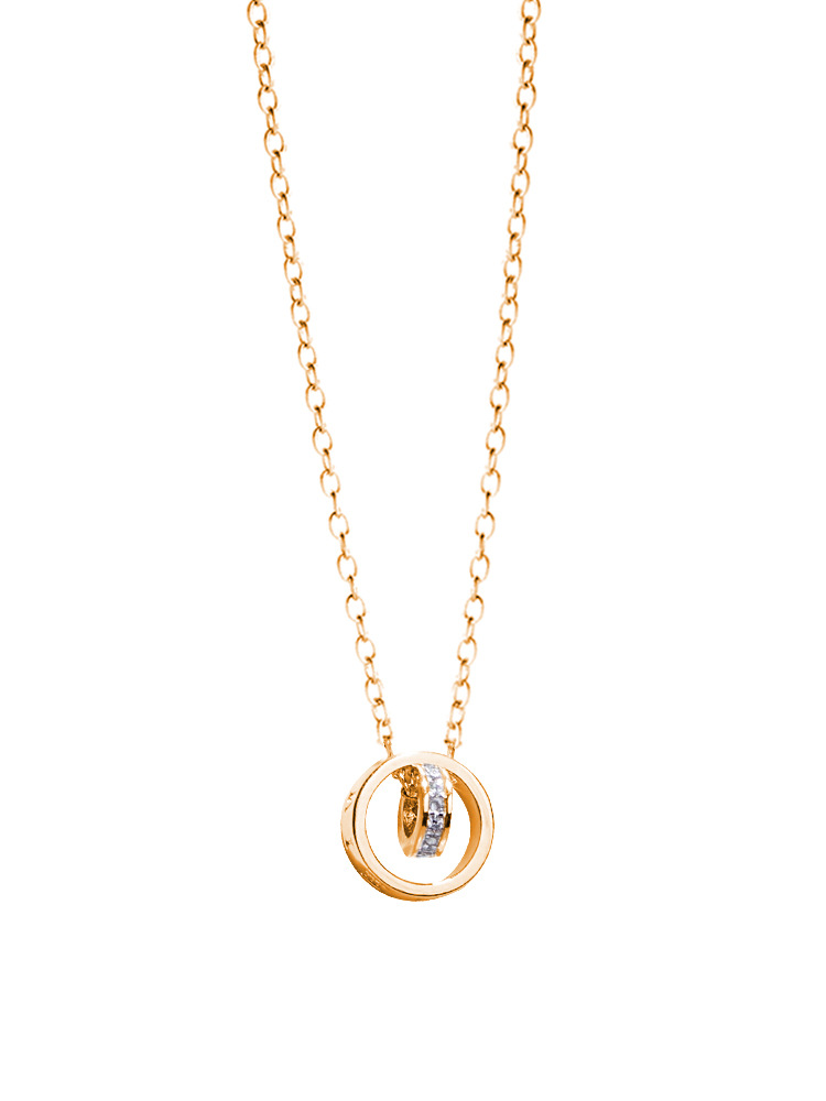 Double Ring Necklace S925 Sterling Silver Circle Necklace Light Luxury Niche