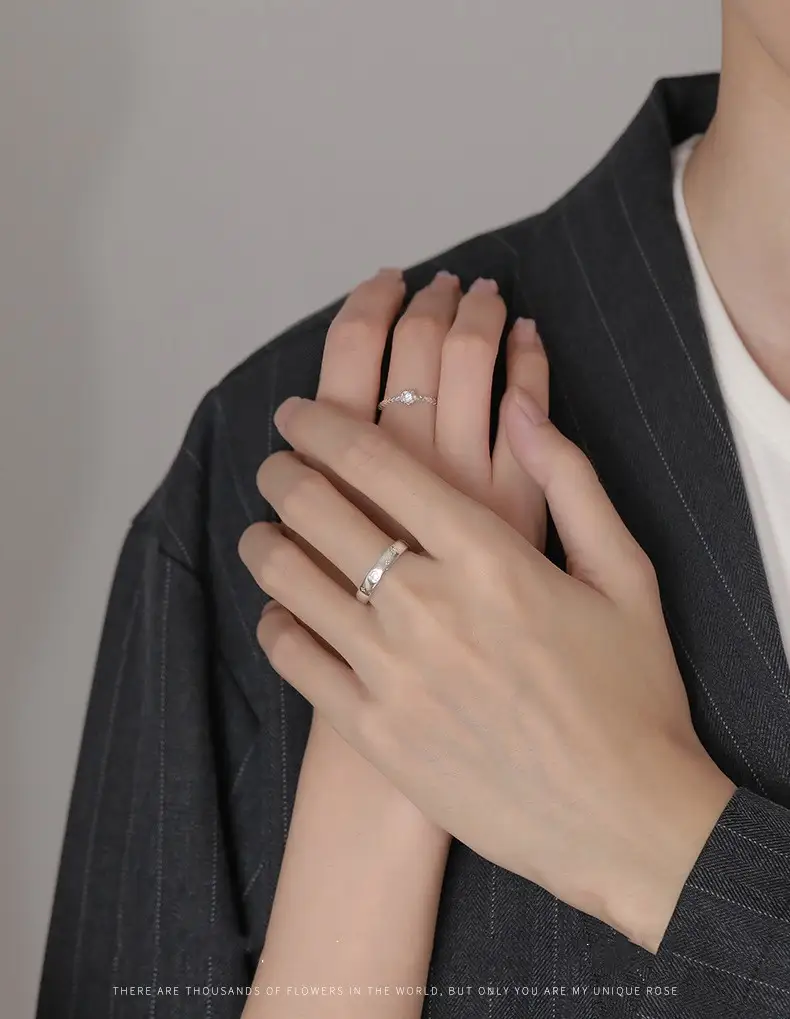 Couple 925 Sterling Silver Ring Little Prince And Rose