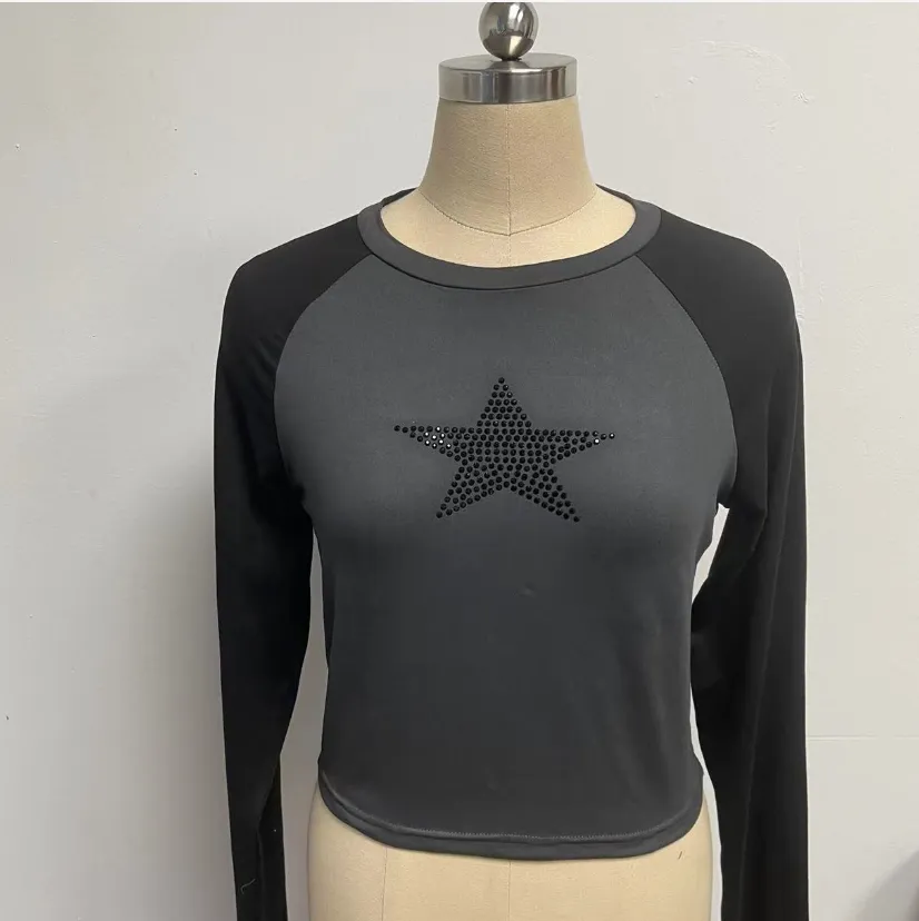 American Star Pattern Long Sleeve T-Shirt - Dark Grey