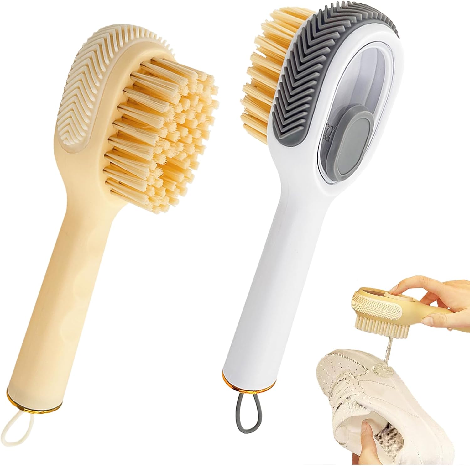 Multi Function Liquid Dispensing Shoe Cleaning Brush With Soft Bristles, Handheld Soap Dispenser Scrubber For Shoes, Clothing, Stains, Home And Dorm Use.