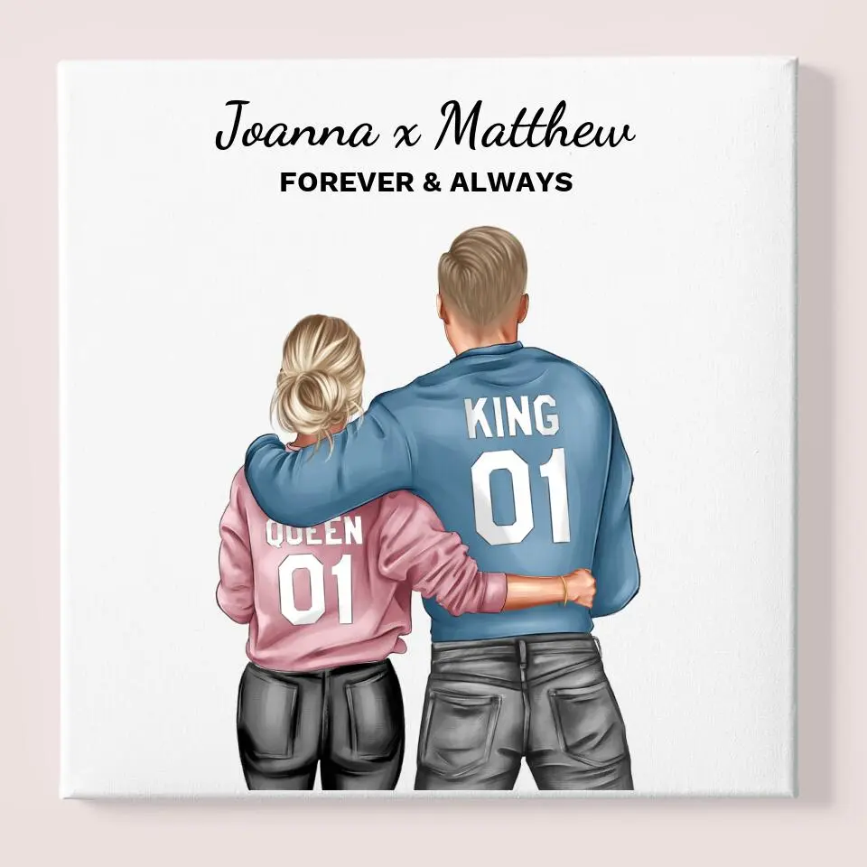The King And Queen Couple's Framed Canvas Painting Decorative Household Articles - 30X30Cm