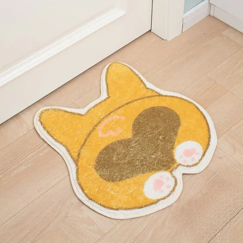 1pc Cute Corgi Butt Shaped Small Area Rug
