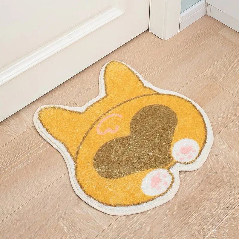 1pc Cute Corgi Butt Shaped Small Area Rug