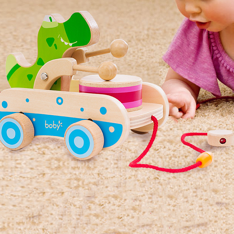21f52018 d04c 40ef 9a8f b21e976368b6 - Wooden Drag Cable Rope Hand Pull Toy Car