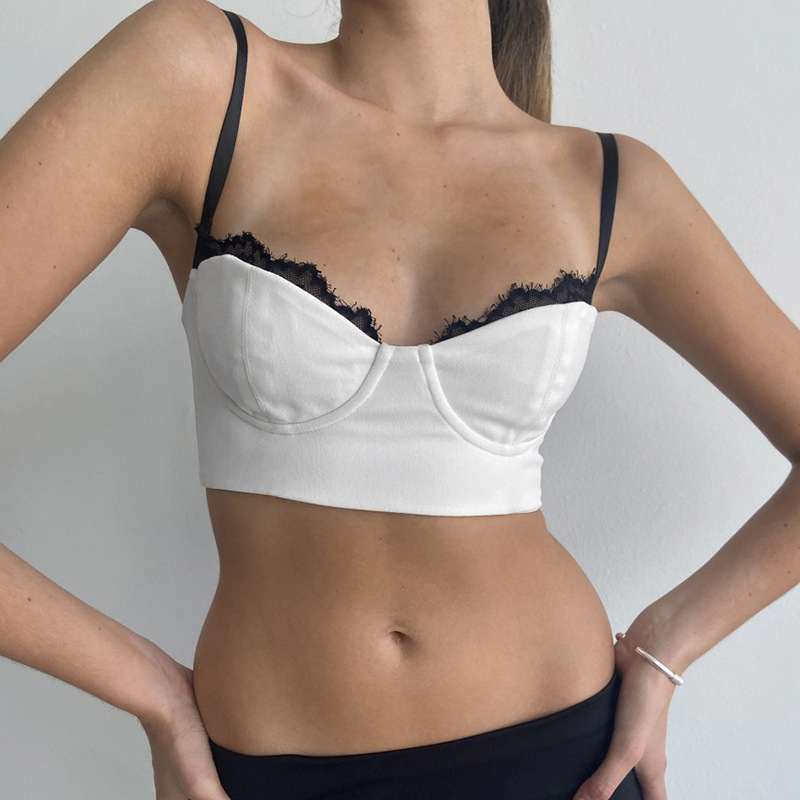 Women's Fashion Suspenders Off-shoulder Short Bare Midriff Slim Fit Vest