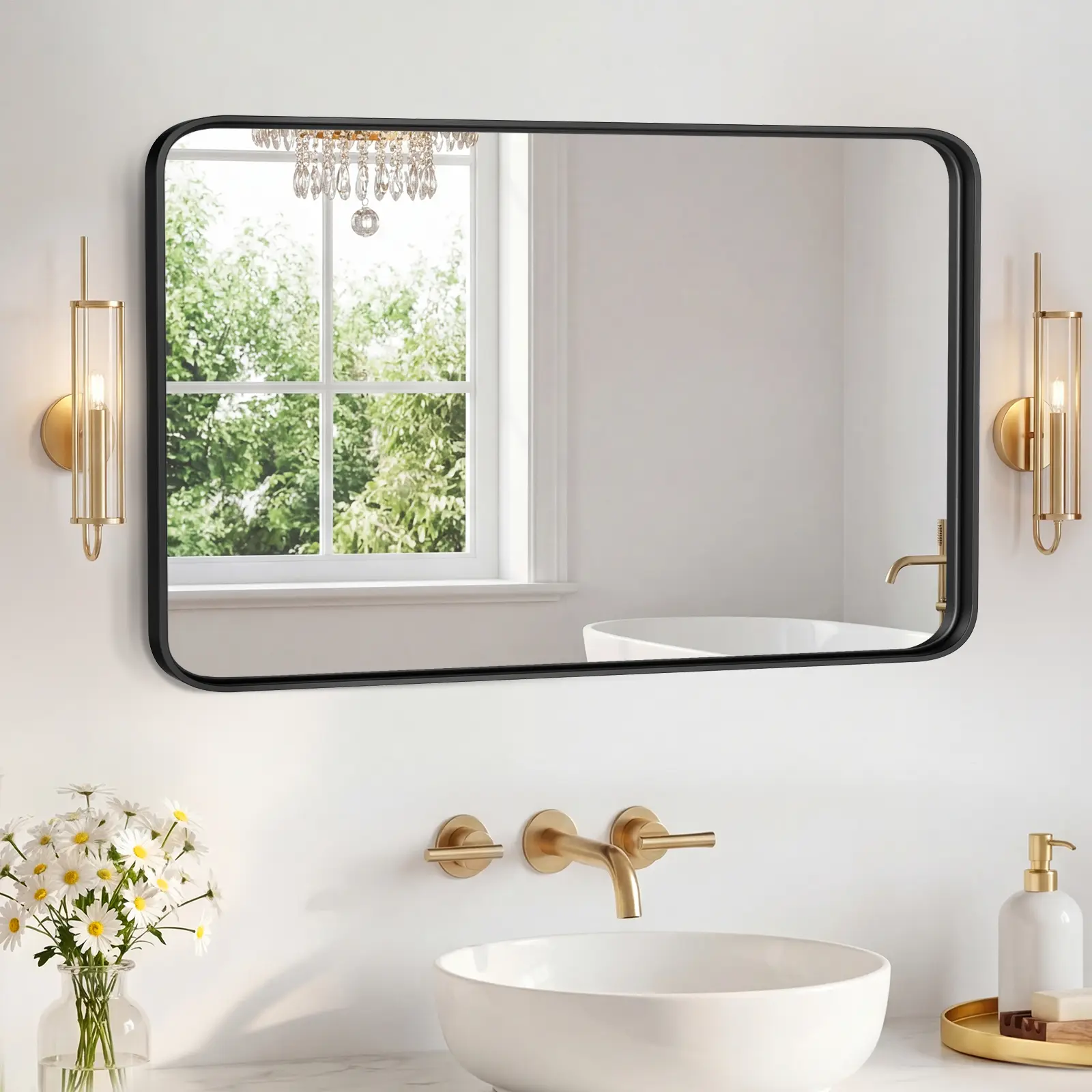 Wall Mirror With Rectangular Metal Frame