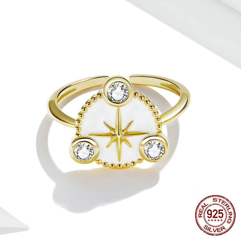 Personality Eight-pointed Star Ring Cold Wind Plated With Real Gold