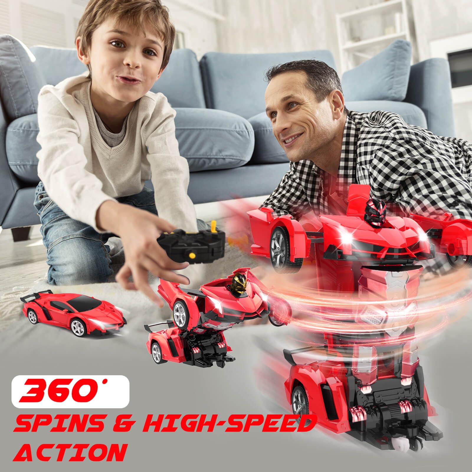 One-Touch Transforming Robot Car Educational Toy With Lights, Sound, Stunt Features, And Omnidirectional Movement,Self-pickup Only. image 4