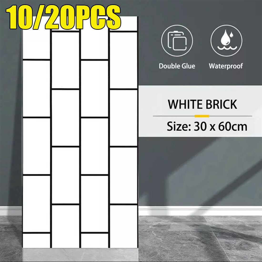 NEW 20 Marble Tiles Sticker Self-Adhesive Stick Kitchen Home Wall Bathroom — image 2