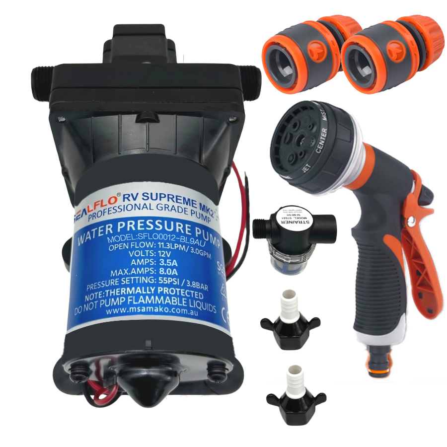 12V SEALFLO Water Pump High Pressure Self-priming Rv Camping Boat 55PSI 11.3L M
