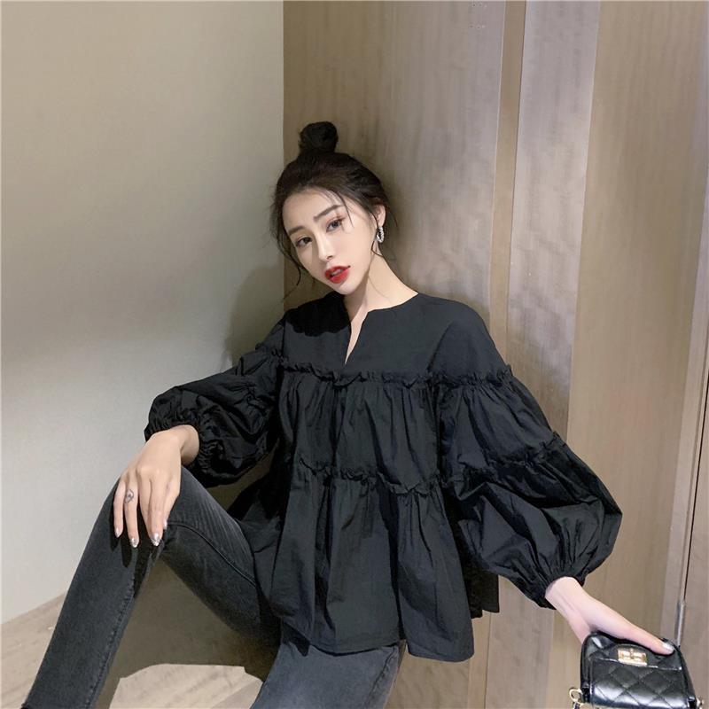 Title 1, New Style Retro Korean Fan Pleated Puff Sleeve ...