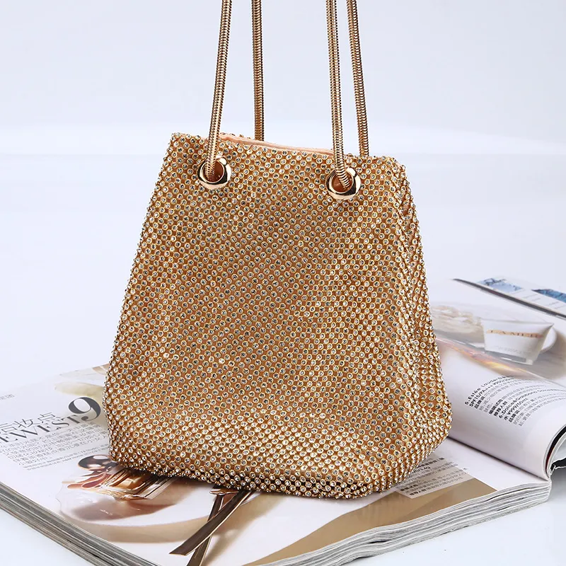 Bucket Hand Hold Multifunctional Portable Dinner Bag - Gold