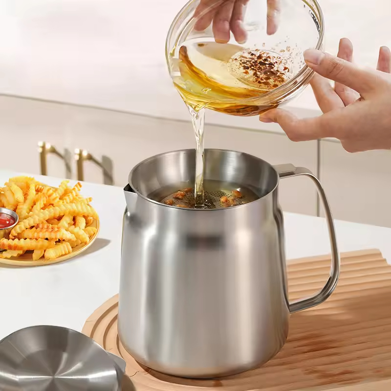 Thickened 304 Stainless Steel Food-grade Oil Dispenser, 3.5-liter Large Capacity, With Filter And Frying Basket 6