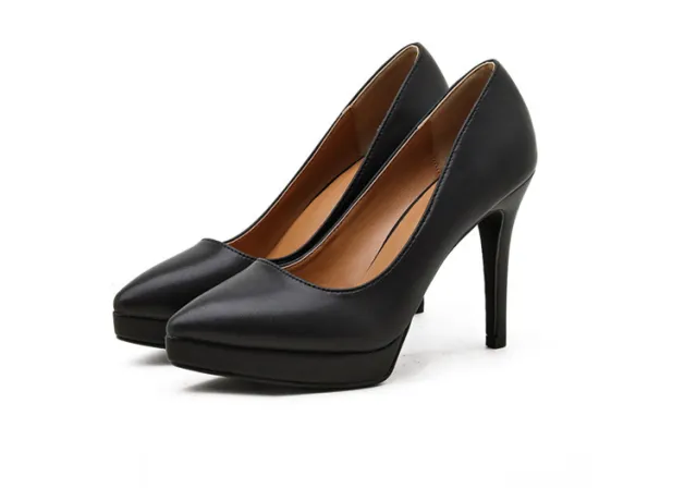 Black High Heels Stiletto Pointed Toe Platform Black - Shop at LoveMi