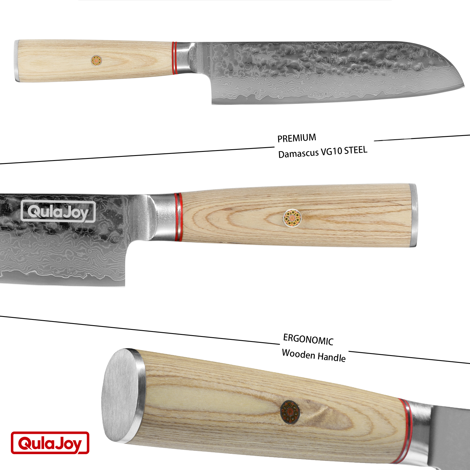 Qulajoy Nakiri Knife 6.9 Inch, Professional Vegetable Knife Japanese Kitchen Knives 67-Layers Damascus Chef Knife, Cooking Knife For Home Outdoor With Ergonomic Wood Handle.