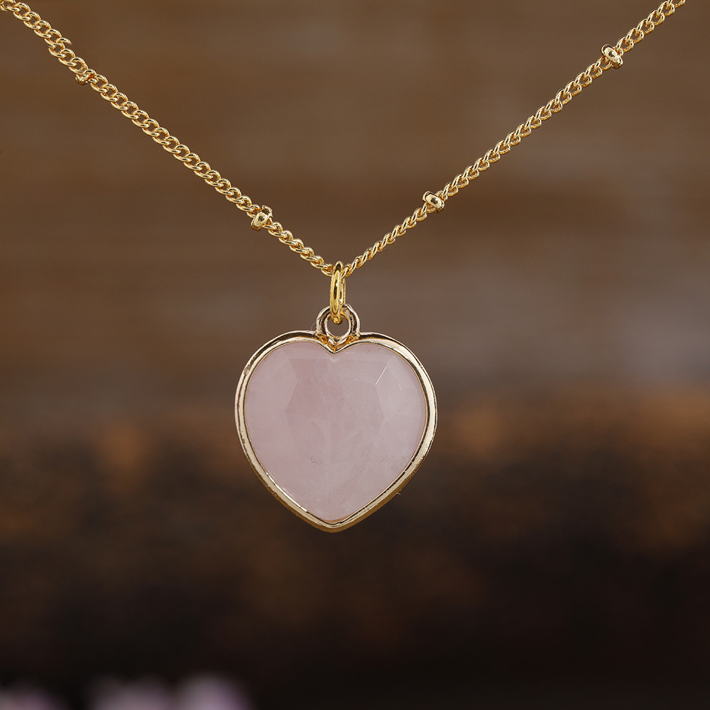 Fashion Tourmaline Rose Quartz Heart Pendant